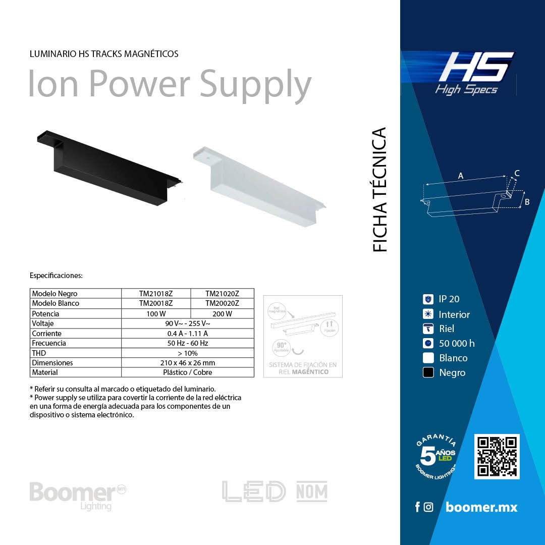 FUENTE DE PODER NEGRO PARA RIEL HS-ION 200W