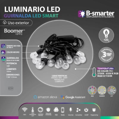 GUIRNALDA DE LUCES LED SMART, 12W, RGB, EXTERIOR, MANEJO APP