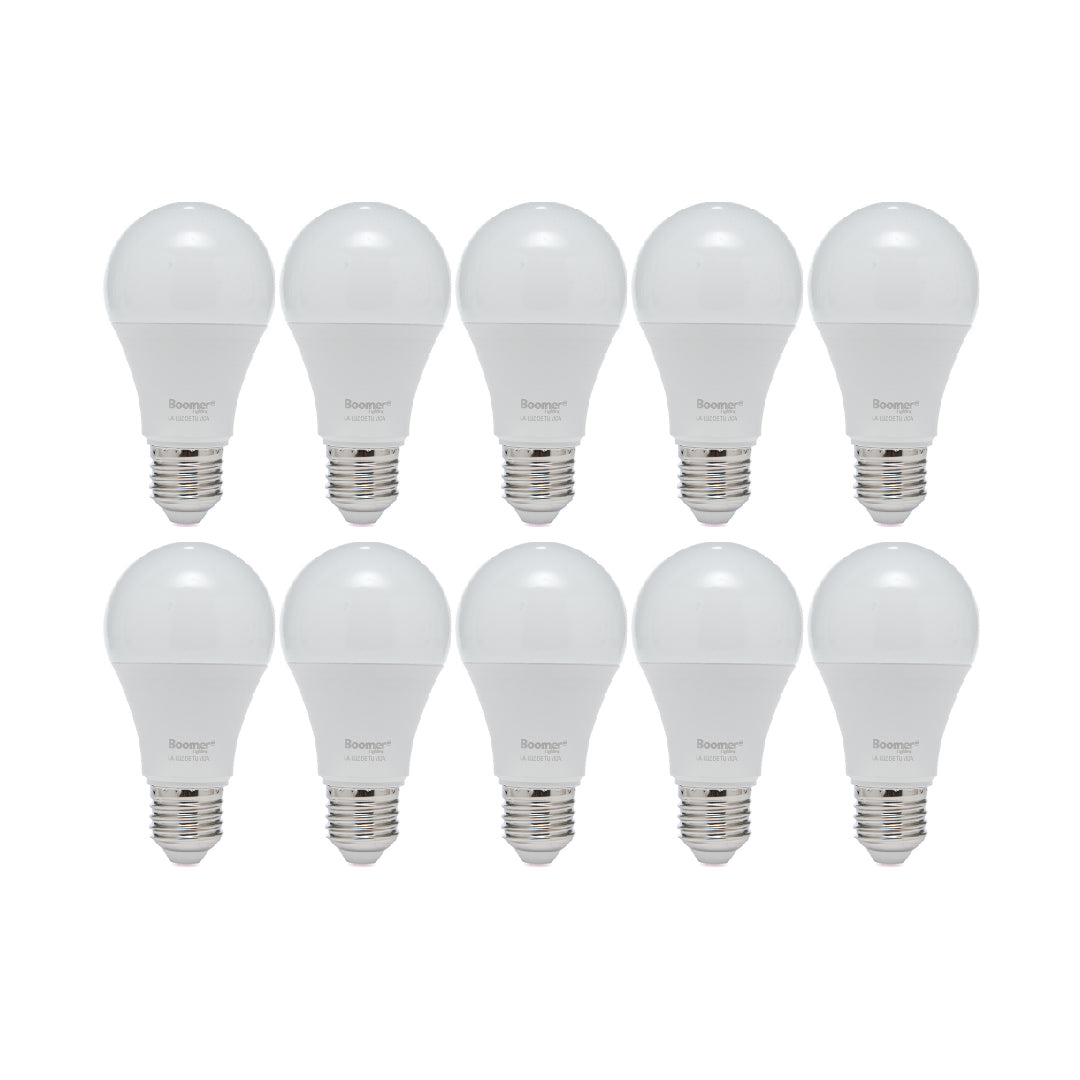 PAQUETE DE 10 FOCOS A19 LED 8.5W, LUZ FRÍA, 850 LM, BASE E27