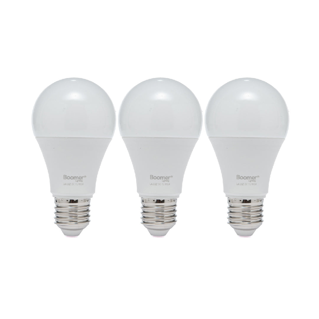 PAQUETE DE 3 FOCOS LED, 12W, LUZ FRÍA, 1200LM, BASE E27