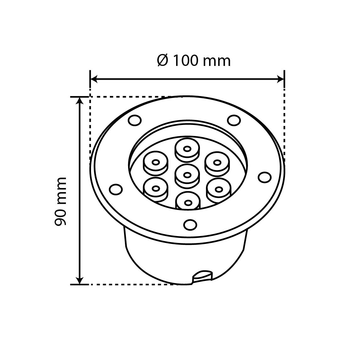 EMPOTRABLE LED Redondo A PISO, 3W, 100-240V~ IP66 3000 k