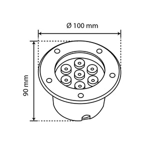 EMPOTRABLE LED Redondo A PISO, 3W, 100-240V~ IP66 3000 k