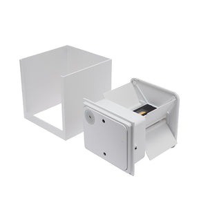 LÁMPARA ARBOTANTE BOX 3D BLANCO, 6W, LUZ CÁLIDA, EXTERIOR