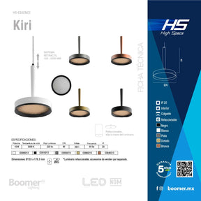 LÁMPARA COLGANTE HS-ES KIRI BLANCO 10W, 3000K, 233LM, IP20