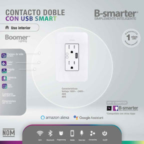 CONTACTO DOBLE CON USB SMART, MANEJO POR APP