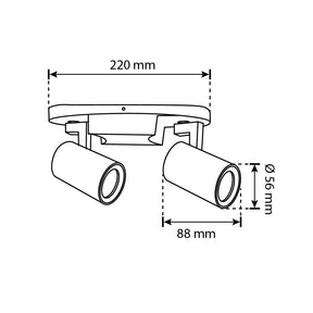 LÁMPARA SOBREPONER DOBLE DIRIGIBLE TURK BLANCO 16W, BASE GU10