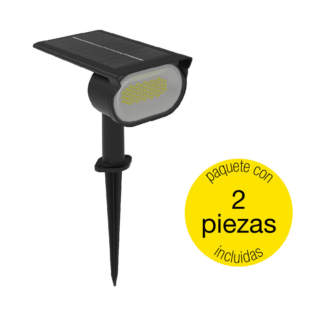 ESTACA SOLAR LED PARA JARDÍN LUZ CÁLIDA 2 PIEZAS 120° IP65