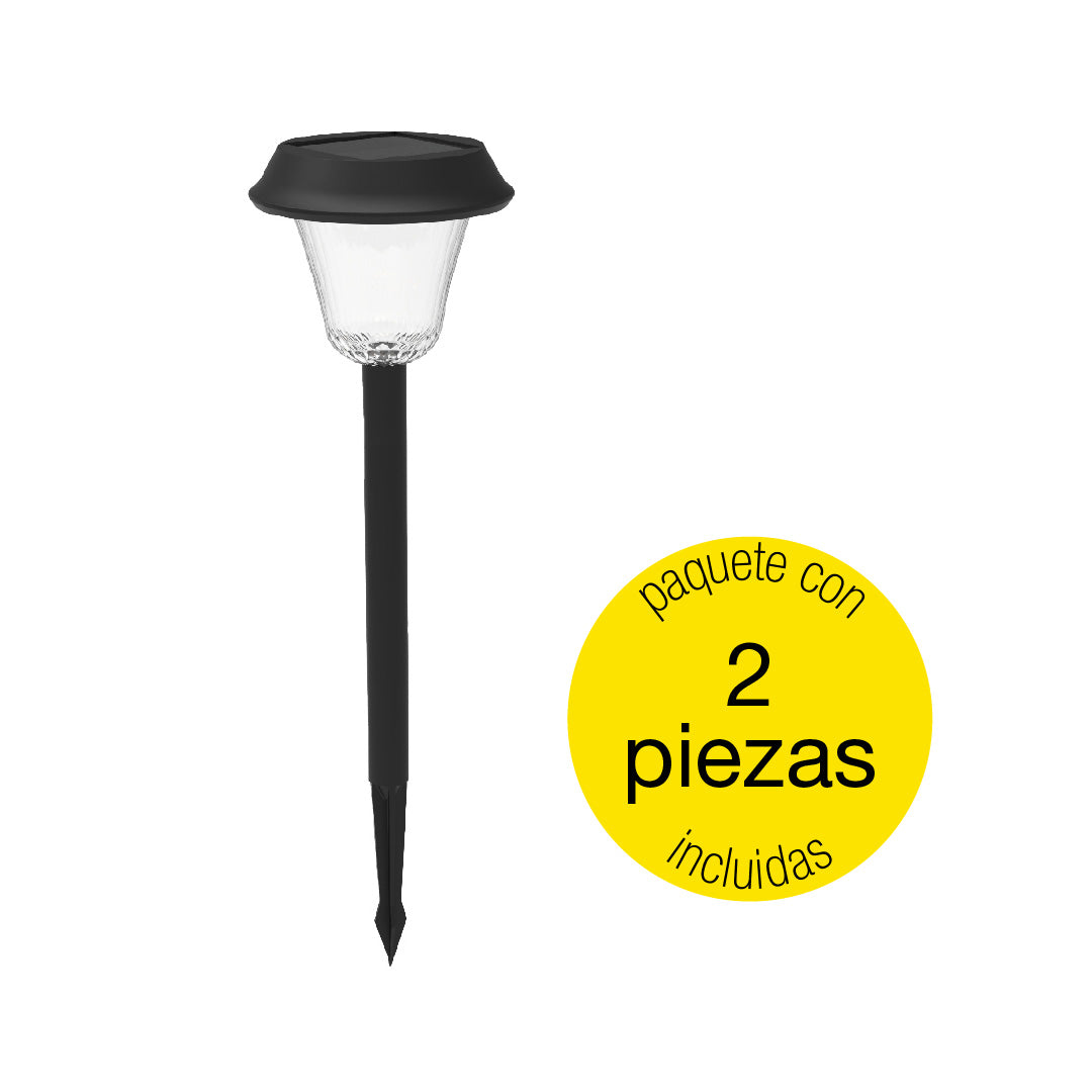 LÁMPARA SOLAR LED TIPO ESTACA LUZ CÁLIDA PARA JARDÍN – PAQUETE DE 2 PIEZAS IP65