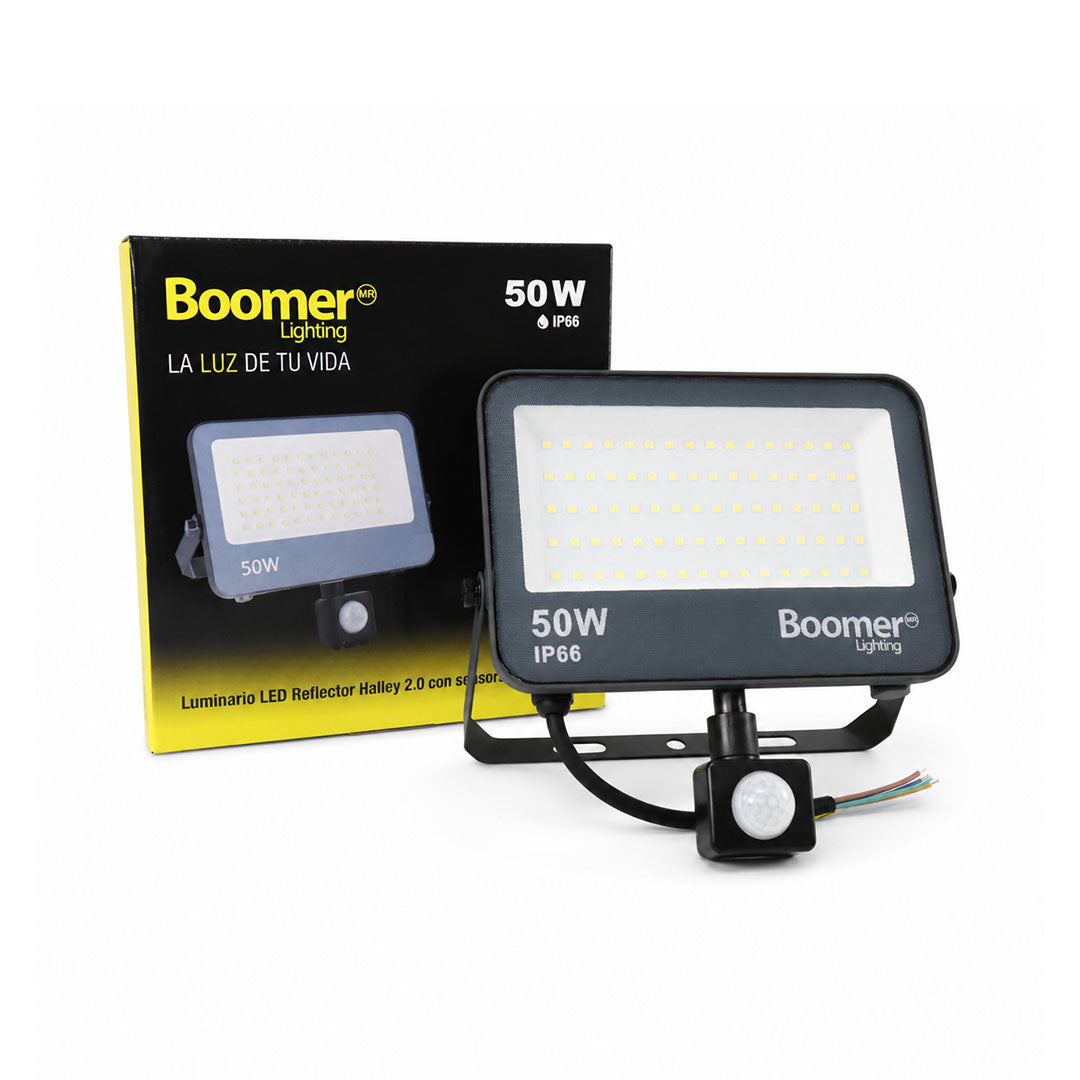 REFLECTOR LED SENSOR DE MOVIMIENTO 50W EXTERIOR LUZ FRÍA