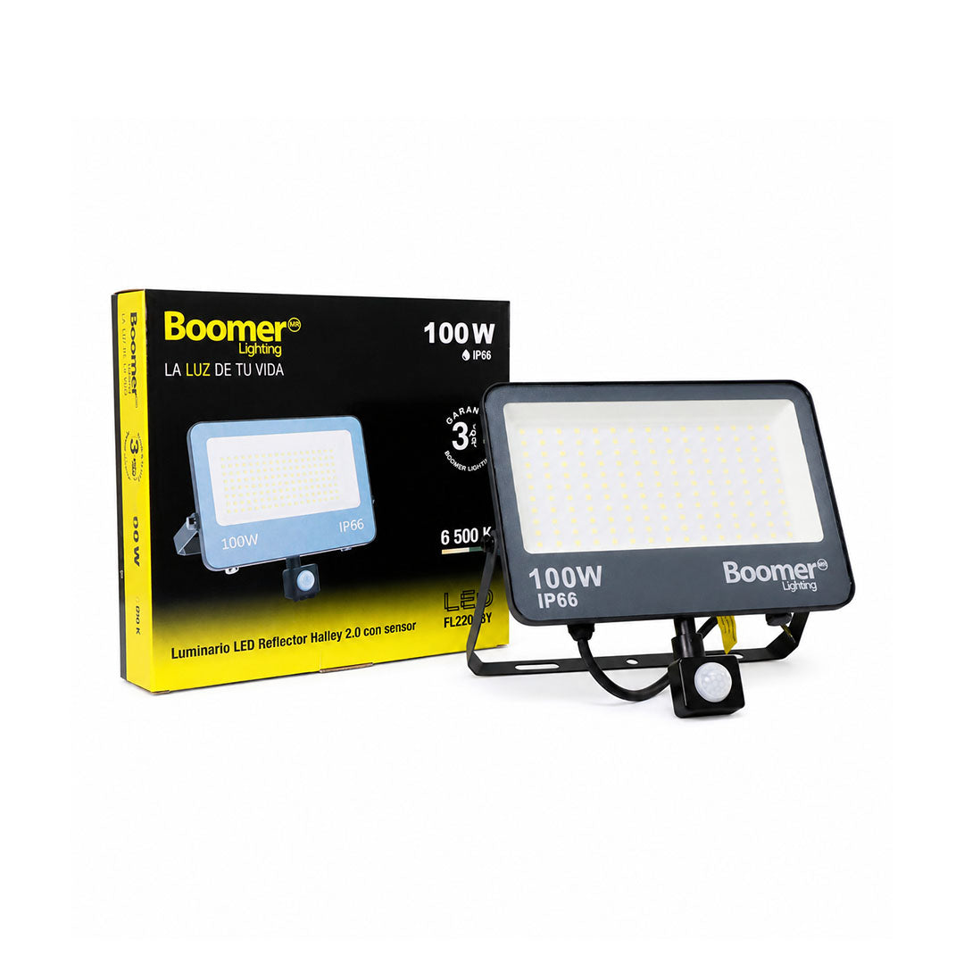REFLECTOR LED SENSOR DE MOVIMIENTO 100W EXTERIOR LUZ FRÍA