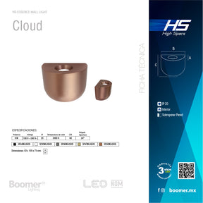 ARBOTANTE BLANCO PARA PARED CLOUD 8W, LUZ CÁLIDA, 494 LM