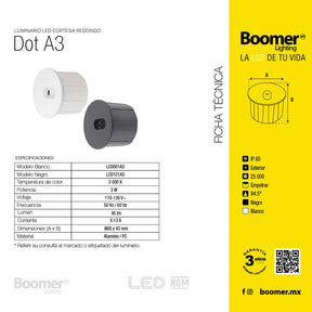 LÁMPARA DE CORTESÍA EMPOTRABLE NEGRO DT, 3W, 3000K, IP65