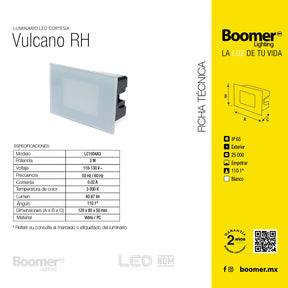 LÁMPARA DE CORTESÍA EMPOTRABLE BLANCO RH, 3W, 3000K, IP65