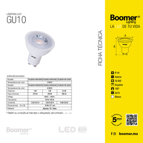 10 FOCOS LED GU10 5W LUZ FRÍA, 450 LM, NO ATENUABLE