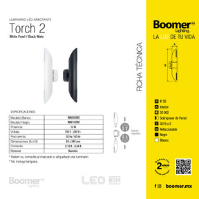 ARBOTANTE PARA PARED TORCH 2 BLANCO, 13W, BASE GU10(x2), INT