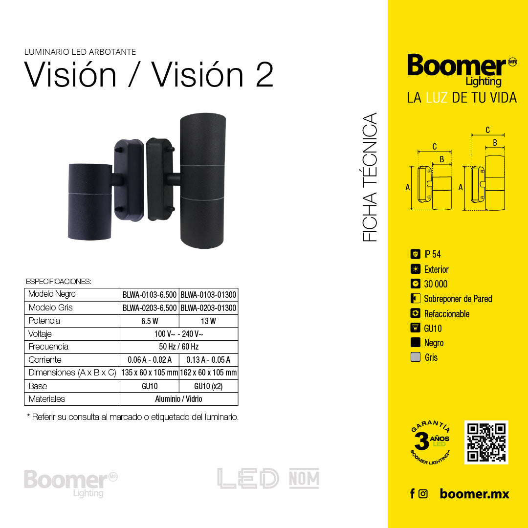 LÁMPARA ARBOTANTE VISION 2 GRIS, BASE GU10, 13 W, EXTERIOR