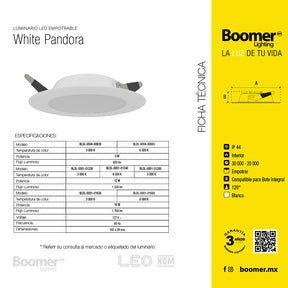 EMPOTRABLE BLANCO 16W, LUZ NEUTRA, IP44, PARA BOTE, 1760LM