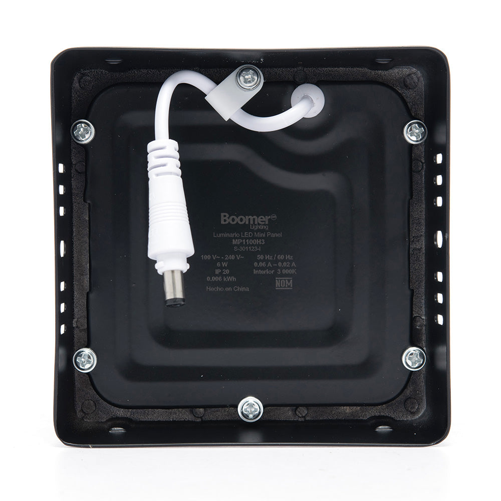 PANEL LED CUADRADO NEGRO DE LUZ CÁLIDA O FRÍA DE 6W