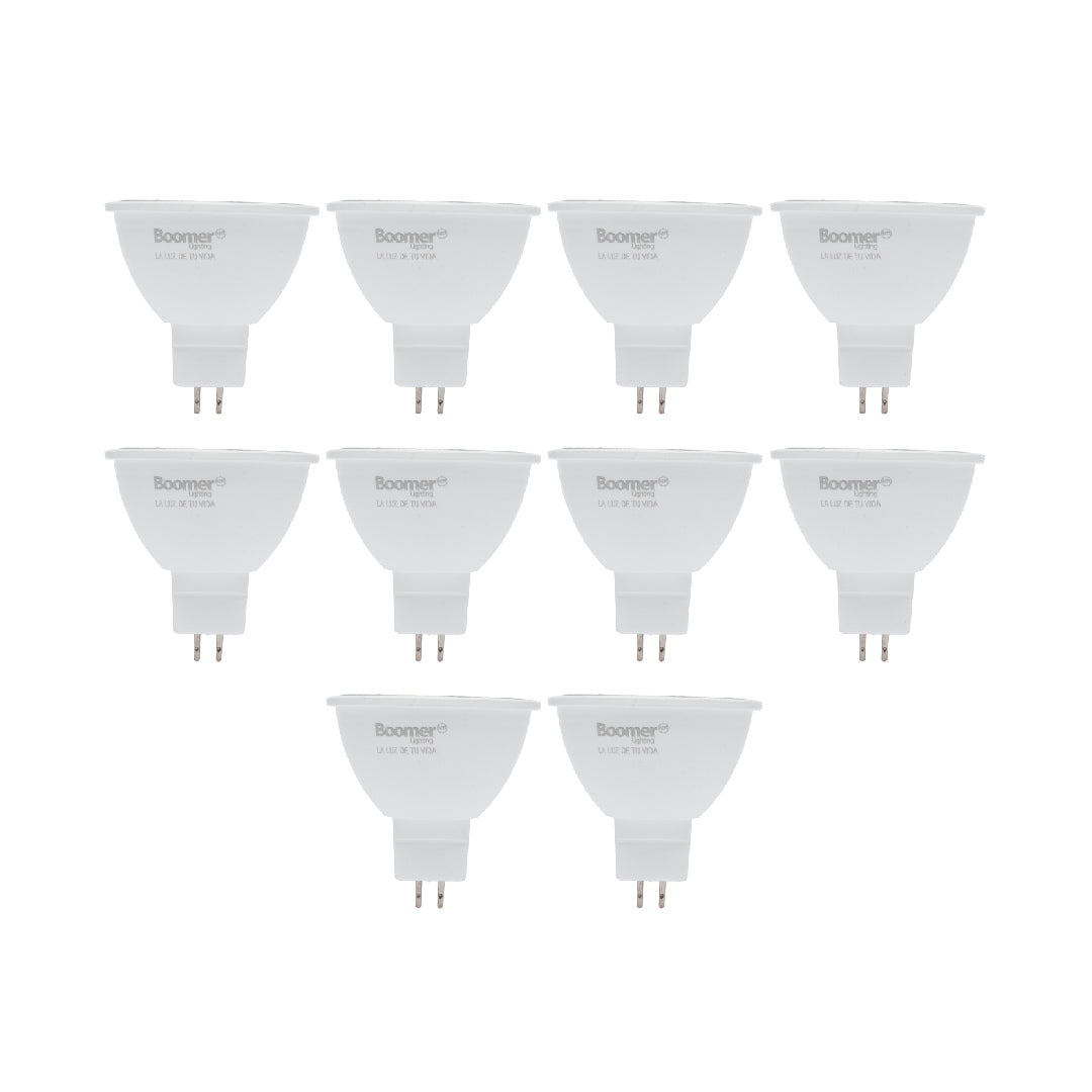10 FOCOS LED MR16 6.5W LUZ NEUTRA, BASE GX5.3, NO ATENUABLE