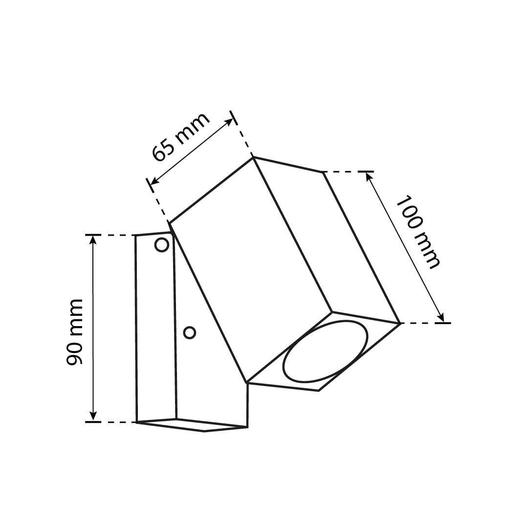 ARBOTANTE PARA PARED ANGULAR 90, 8W, BASE GU10, EXTERIOR