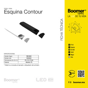 PERFIL ALUMINIO ESQUINERO PLATA PARA TIRA LED, 2M, IP44