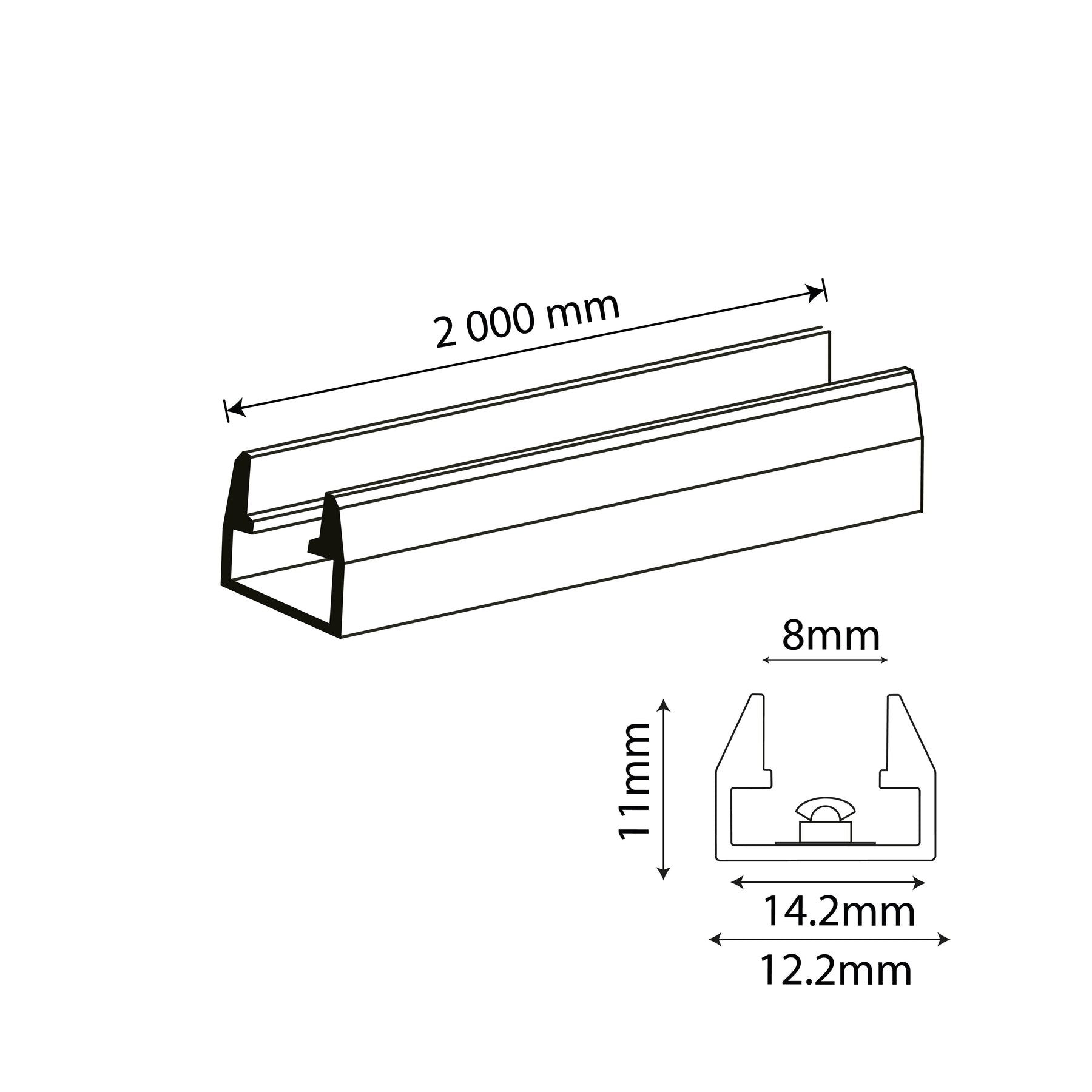 PERFIL ALUMINIO DE REPISA PARA TIRA LED, PLATA, 2M, IP44