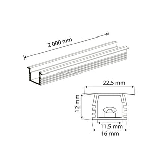 PERFIL EMPOTRABLE NEGRO CON CEJA R PARA TIRA, 2M, IP44, AL