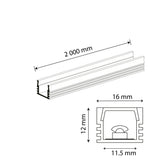 PERFIL EMPOTRABLE PLATA CON CEJA PARA TIRA, 2M, IP44, AL