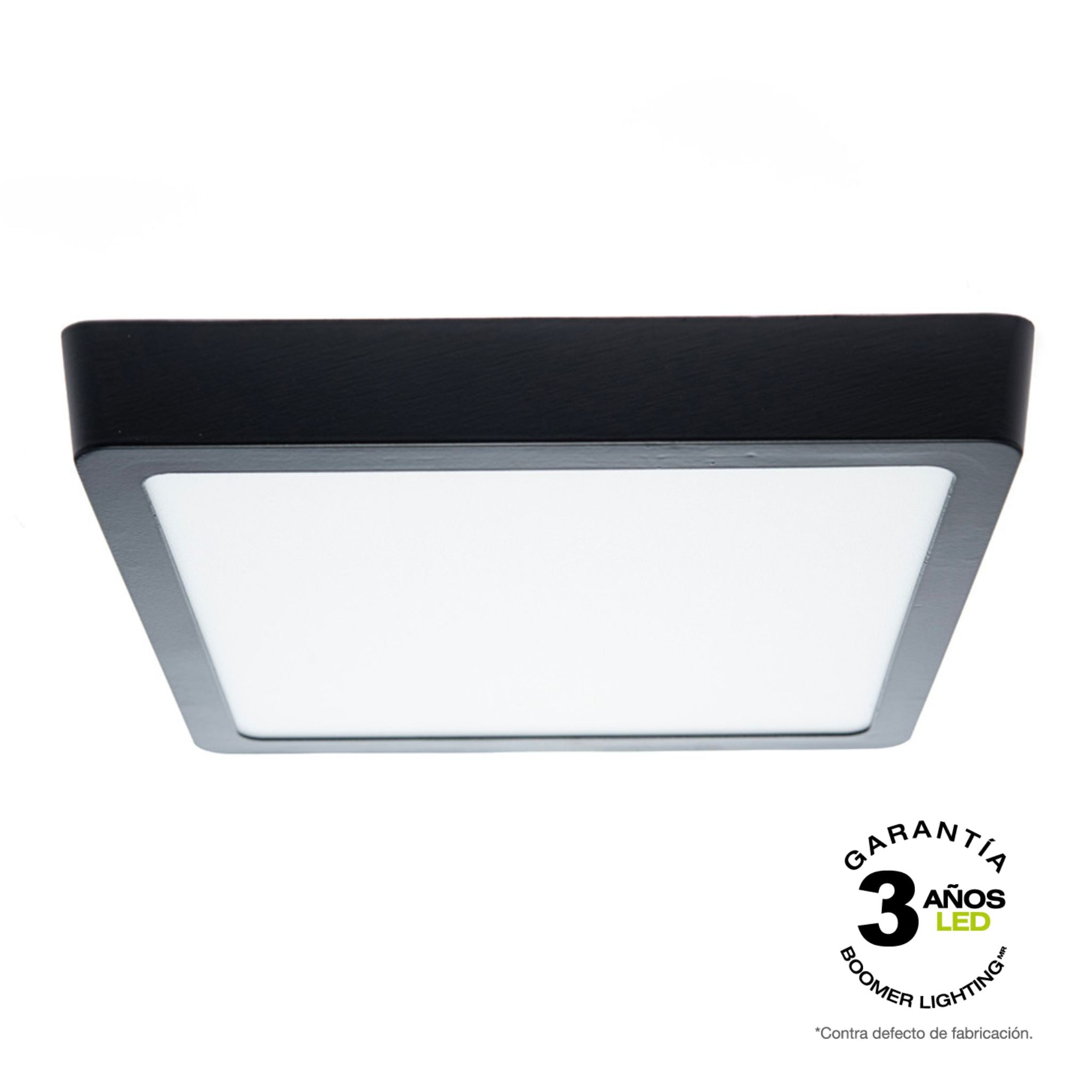 PANEL LED CUADRADO NEGRO PARA SOBREPONER 18W LUZ CÁLIDA IP20
