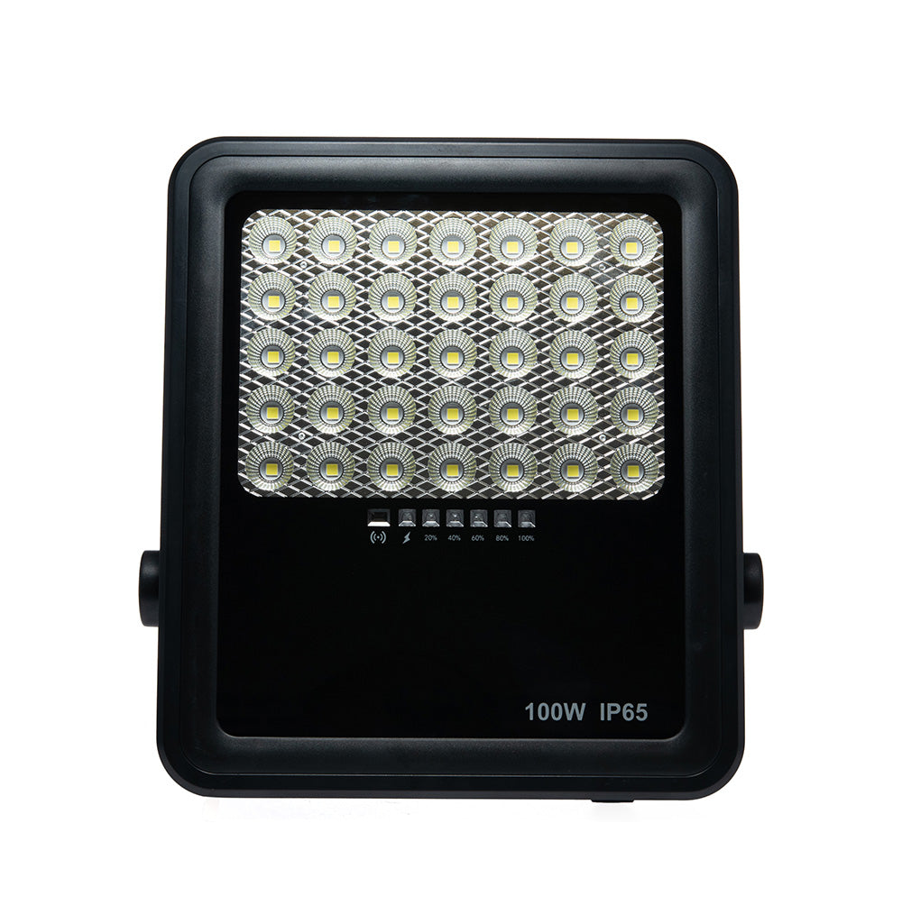 REFLECTOR CON PANEL SOLAR OBSIDIAN, 100W, LUZ FRÍA, 1500LM
