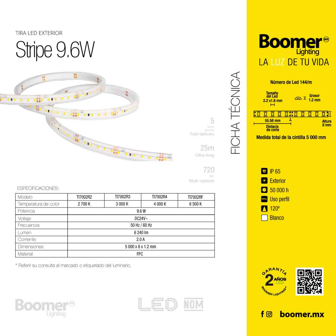 TIRA LED ROLLO DE 5 METROS 9.6W, 4000K, 24V, IP20, EXTERIOR