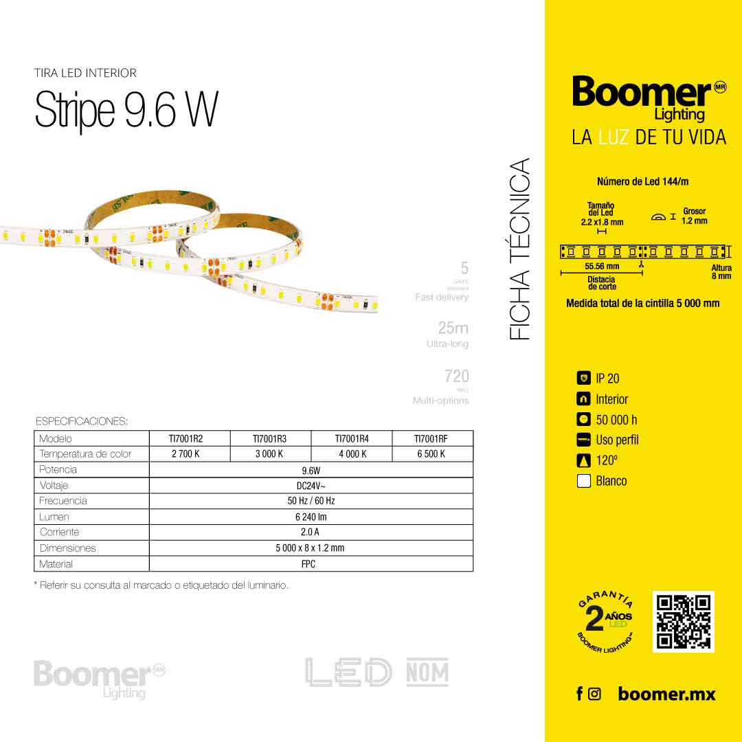 TIRA LED ROLLO DE 5 METROS 9.6W, 4000K, 24V, IP20, INTERIOR