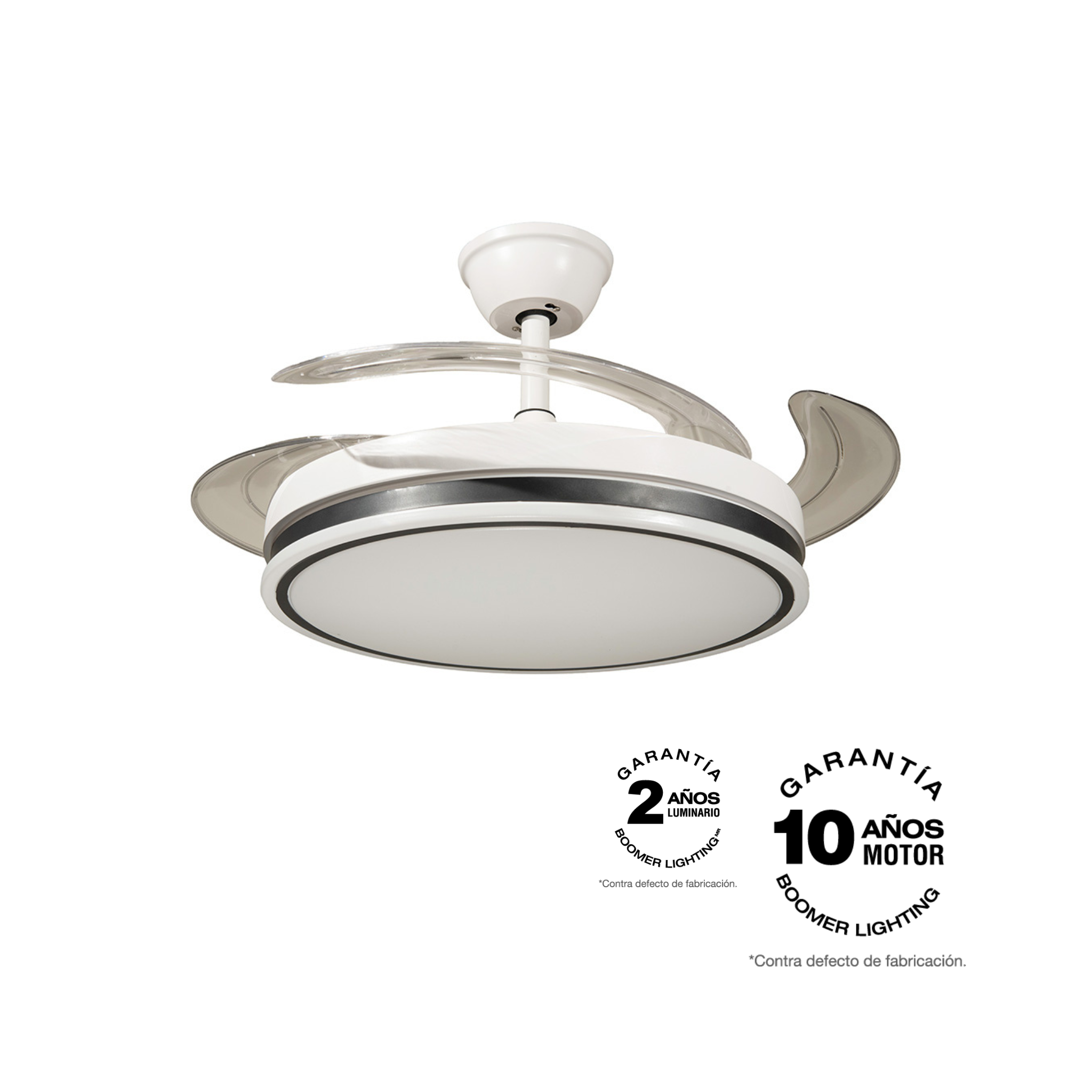 VENTILADOR DE TECHO CON LUZ LED RETRÁCTIL BLANCO 42” CCT 6 VELOCIDADES