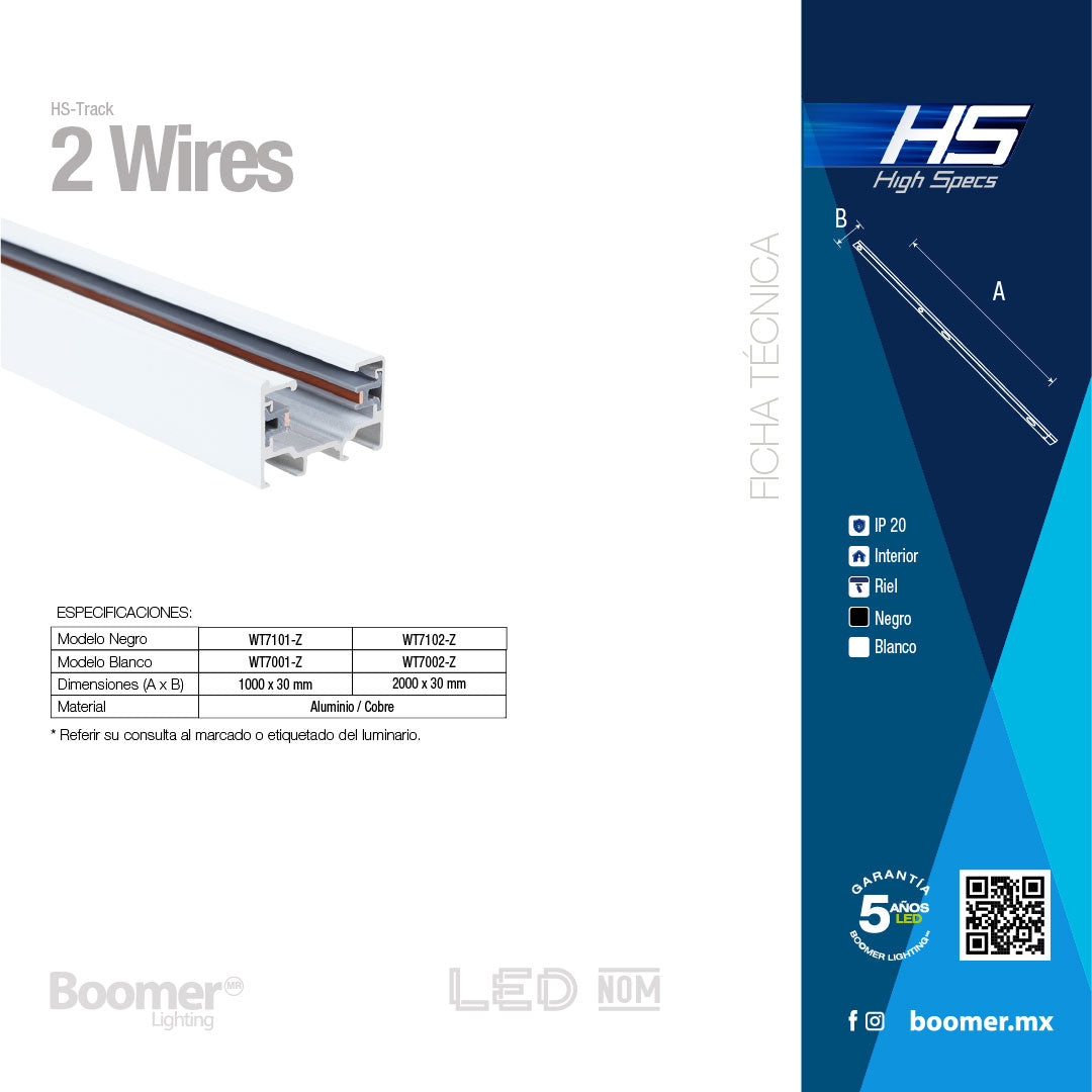 RIEL ELÉCTRICO SOBREPONER HS NEGRO, 2 METROS