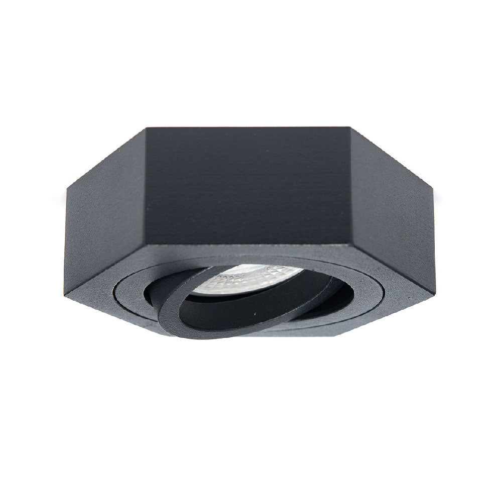 MARCO SOBREPONER NEGRO HEXA S, CON IMÁN, BASE GU10 Y MR16