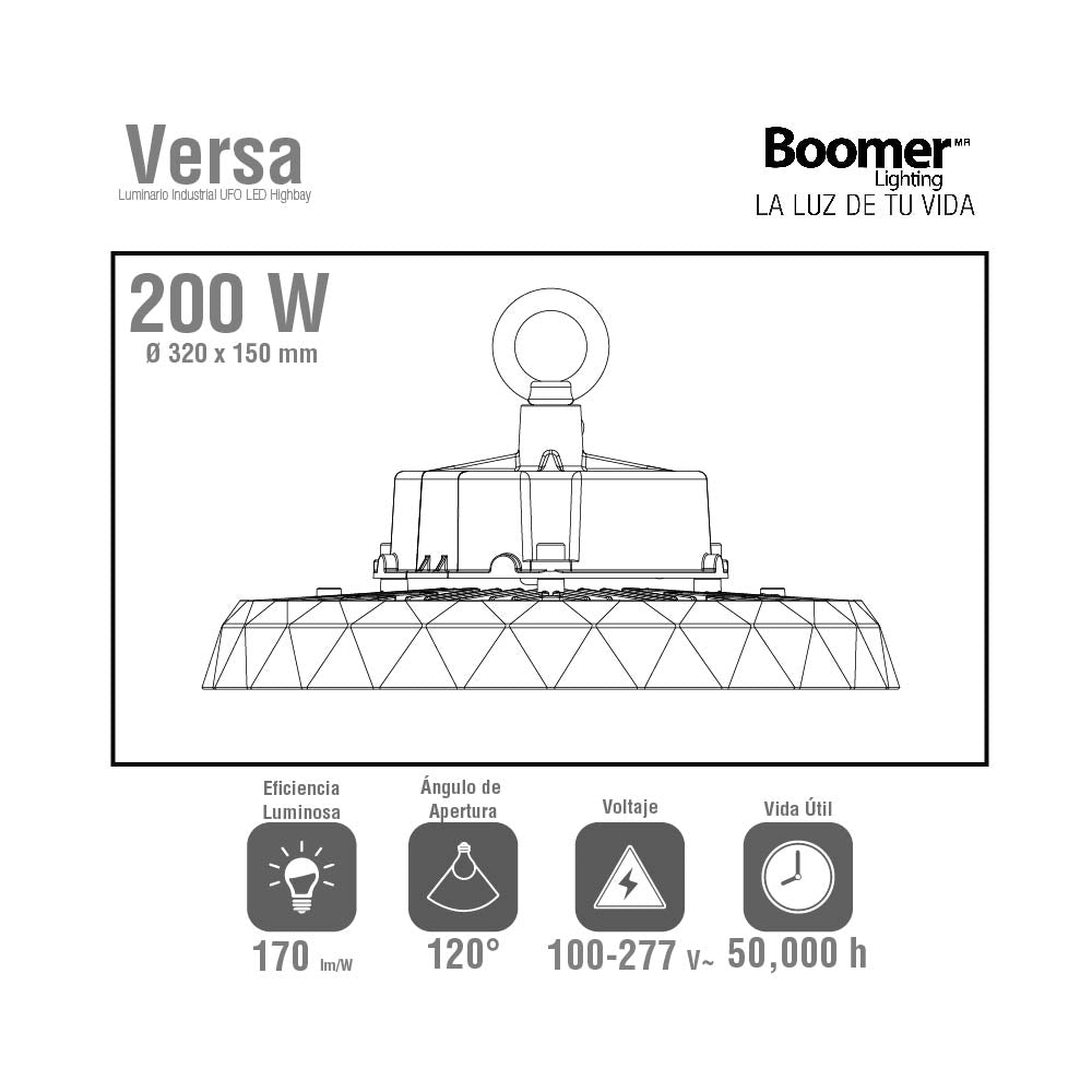 HIGHBAY UFO LED 200W, BLANCOS DINÁMICOS, ATENUABLE IK09 IP65