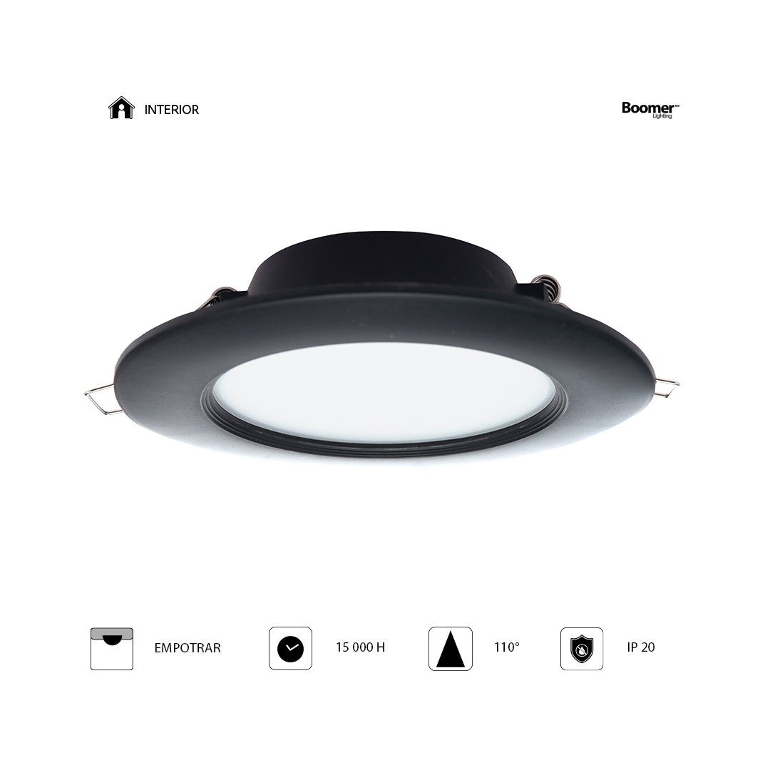 EMPOTRABLE LED REDONDO NEGRO 6W DE LUZ CÁLIDA PARA INTERIOR
