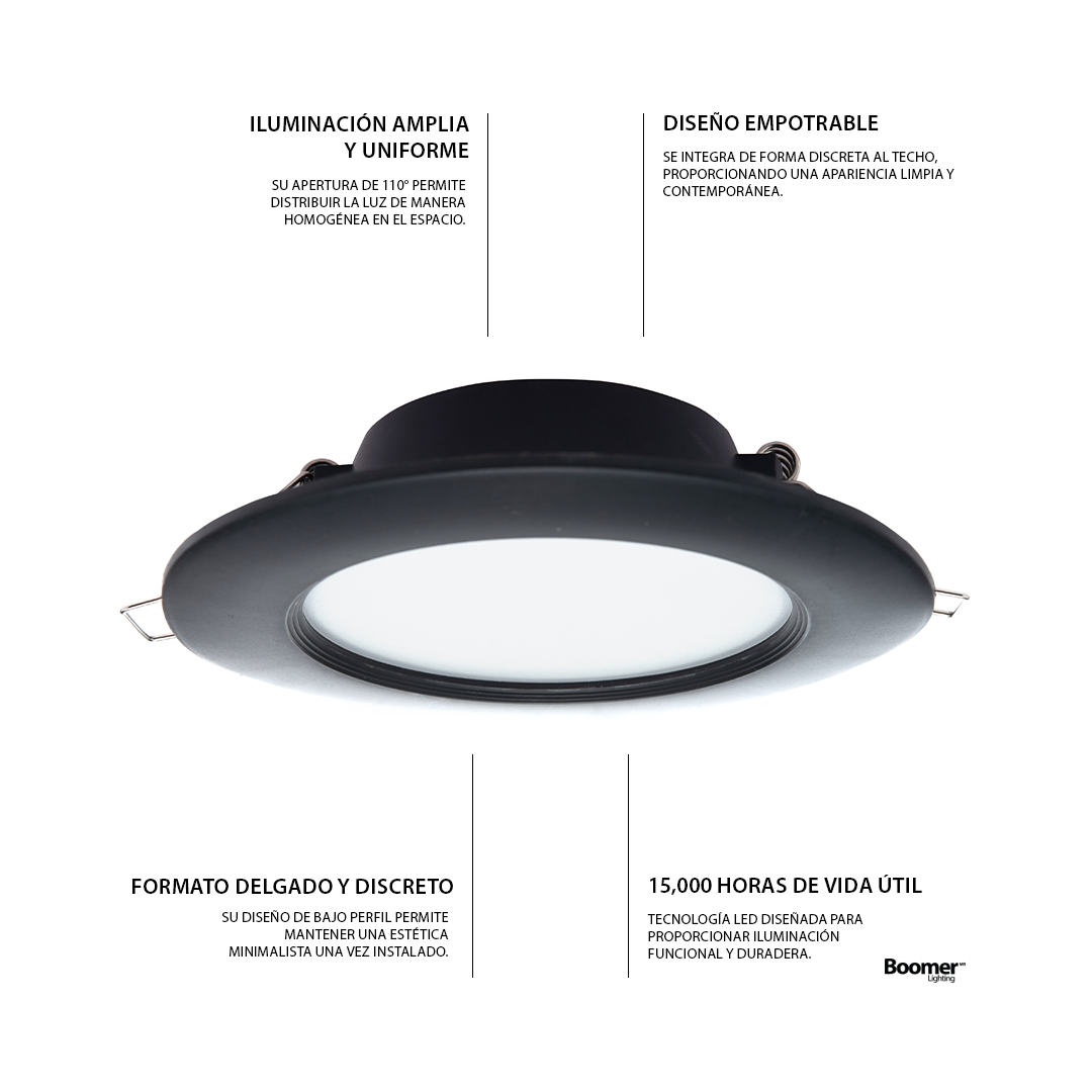 EMPOTRABLE LED REDONDO NEGRO 6W DE LUZ CÁLIDA PARA INTERIOR