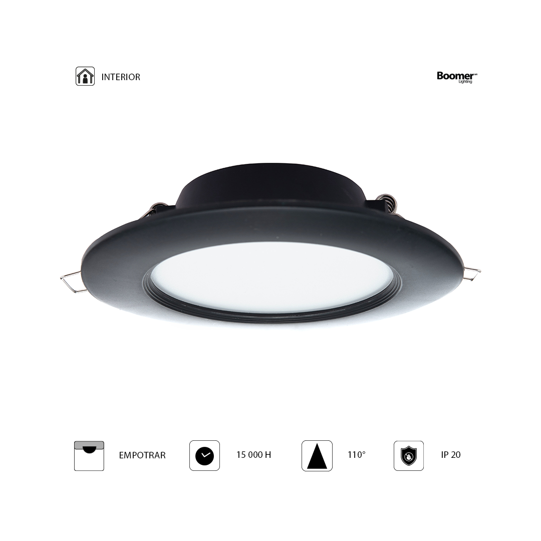 EMPOTRABLE NEGRO 6W, LUZ NEUTRA, IP20, BOTE CHICO, 600LM