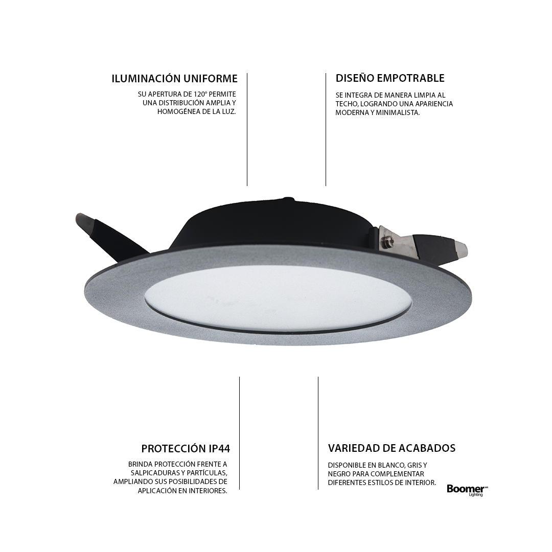 EMPOTRABLE 16W NEGRO, LUZ NEUTRA, PARA BOTE INTEGRAL,1760LM