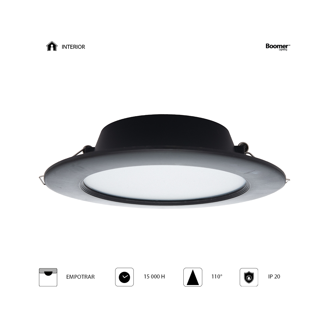EMPOTRABLE LED NEGRO ATENUABLE DE 10W LUZ NEUTRA 1050 LM
