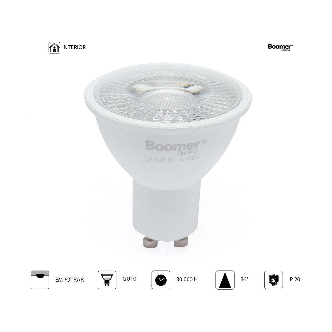 10 FOCOS LED GU10 6.5W LUZ CÁLIDA, 585 LM, NO ATENUABLE