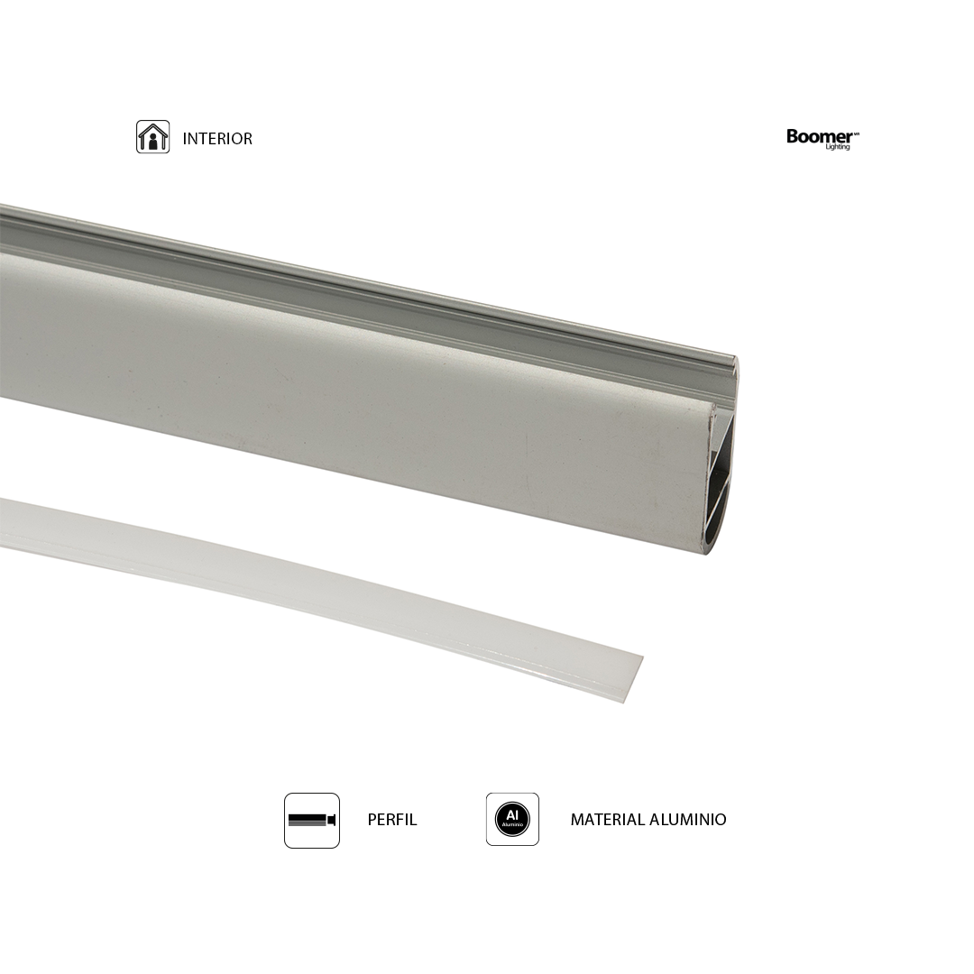 PERFIL DE ALUMINIO PLATA PARA TIRA LED DE 2 METROS IP44