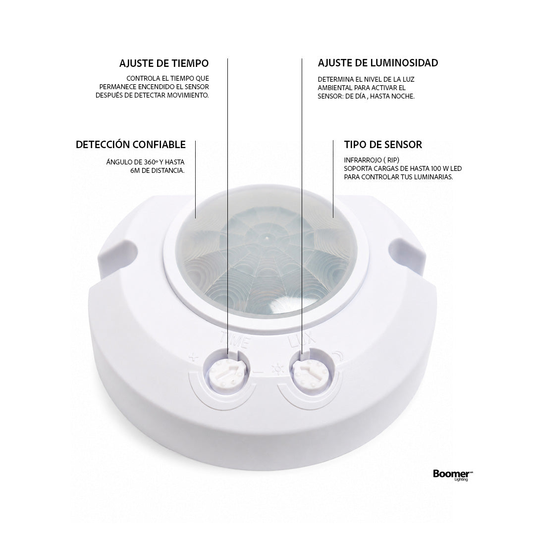 SENSOR DE MOVIMIENTO PIR PARA TECHO 100W 360 GRADOS