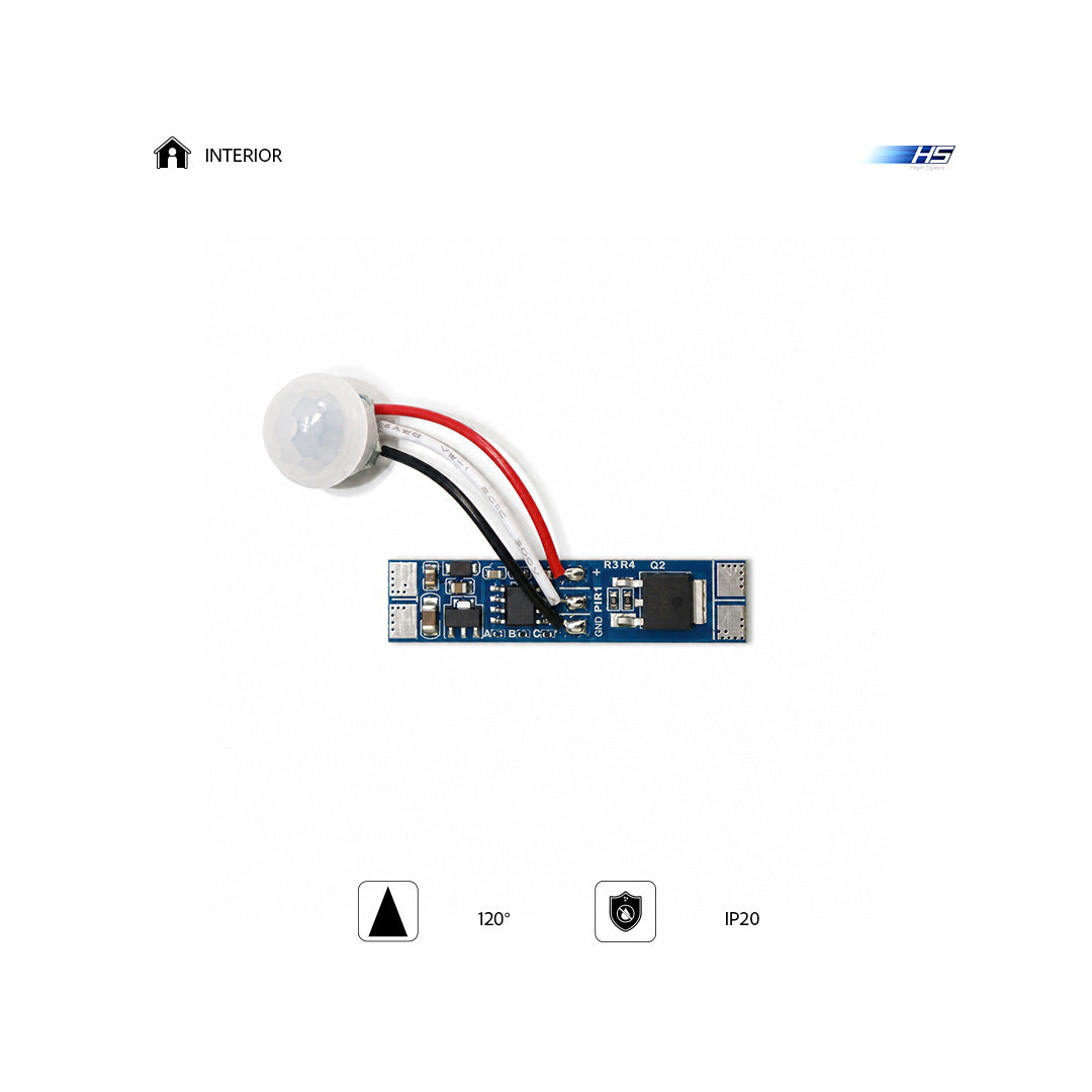 SENSOR DE MOVIMIENTO PIR HS PARA TIRA LED 12V 24V MAX 192W