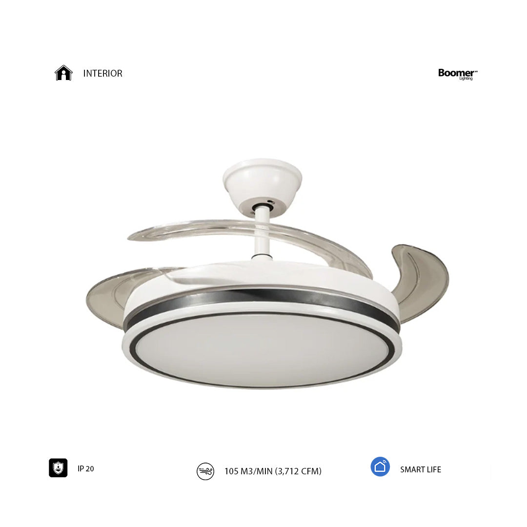 VENTILADOR DE TECHO CON LUZ LED NEGRO AN 42" RETRACTIL, CCT