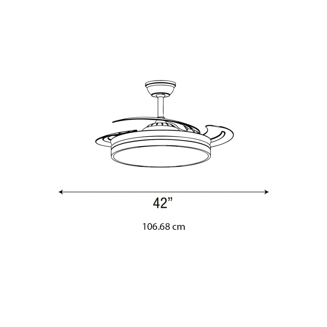 VENTILADOR DE TECHO CON LUZ LED NEGRO AN 42" RETRACTIL, CCT