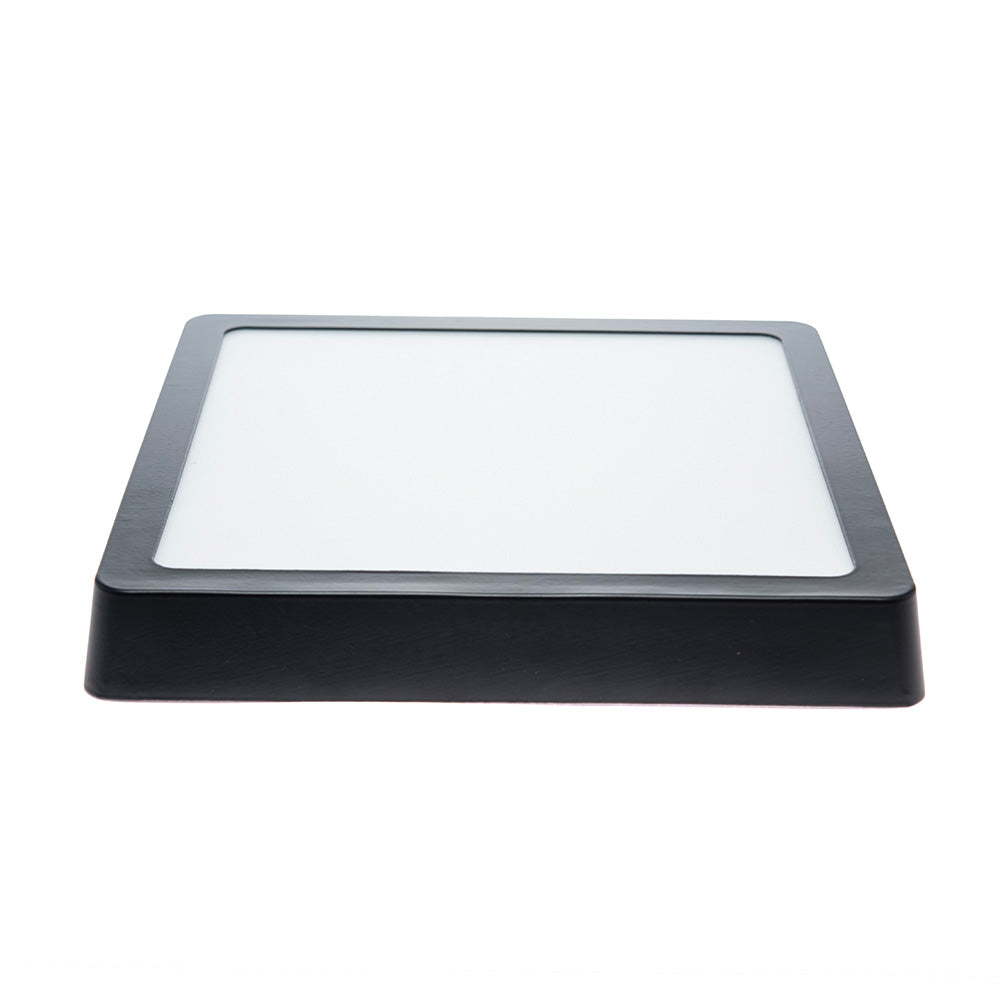PANEL LED CUADRADO NEGRO PARA SOBREPONER, 18W, LUZ FRÍA