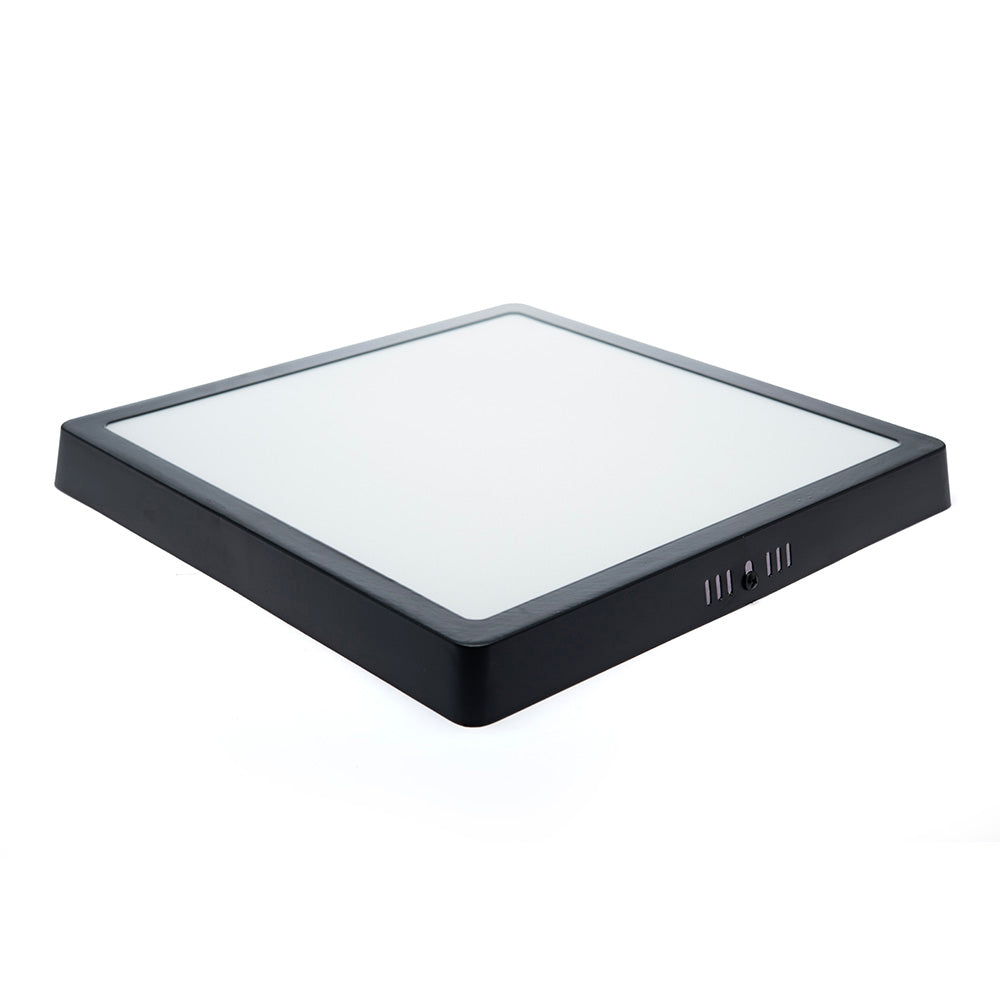 PANEL LED CUADRADO NEGRO PARA SOBREPONER, 24W, LUZ CÁLIDA