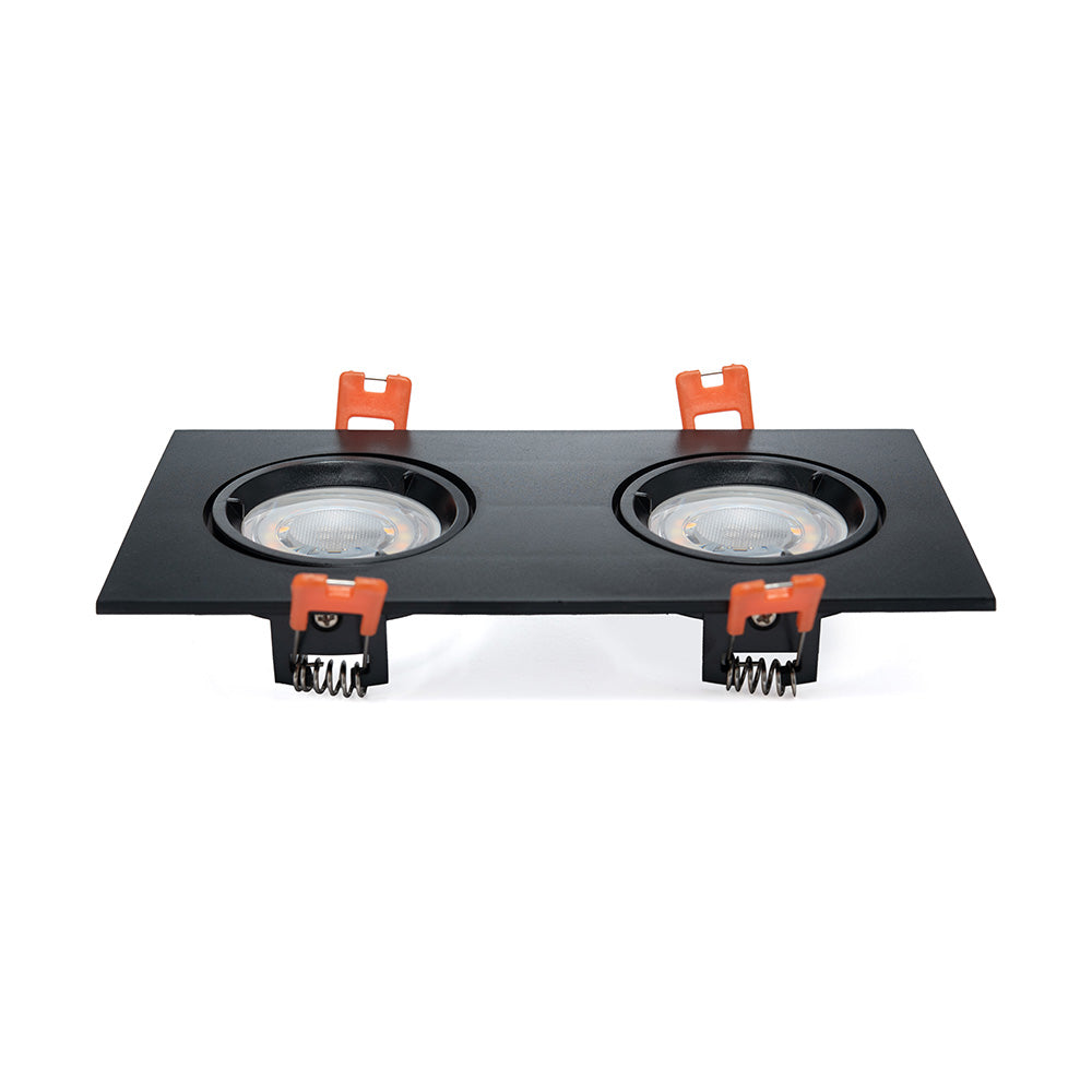 MARCO EMPOTRABLE DOBLE Y1R3 CUADRADO NEGRO BASE MR16, PC